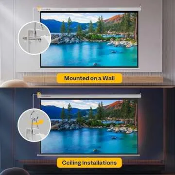 VIVOHOME Projector Screen Pull Down, 16:9 80 Inch Retractable Projection Screen, HD 4K Manual Pull Movie Screen for Home Theater, Cinema, Office (70x40 Inch White)