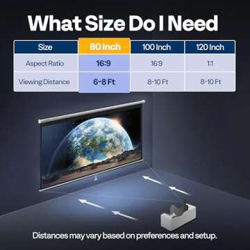 VIVOHOME Projector Screen Pull Down, 16:9 80 Inch Retractable Projection Screen, HD 4K Manual Pull Movie Screen for Home Theater, Cinema, Office (70x40 Inch White)