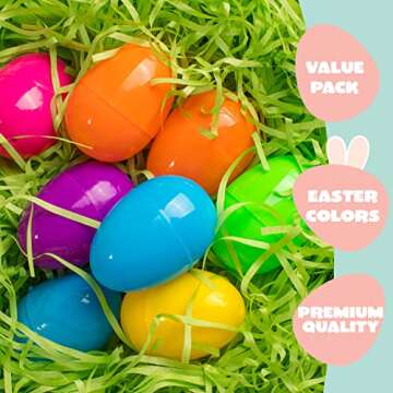 JOYIN 200 PCS 2.3" Easter Eggs, Empty Plastic Eggs Fillable Colorful Bright Eggshell Bulks for Easte...