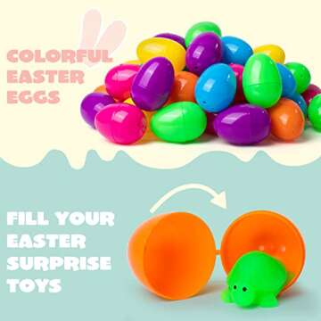 JOYIN 200 PCS 2.3" Easter Eggs, Empty Plastic Eggs Fillable Colorful Bright Eggshell Bulks for Easter Hunt, Filling Treats, Party Favor, Basket Stuffers, Classroom Prize Supplies