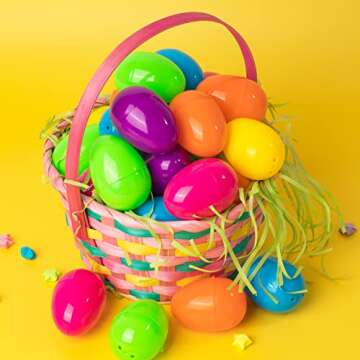 JOYIN 200 PCS 2.3" Easter Eggs, Empty Plastic Eggs Fillable Colorful Bright Eggshell Bulks for Easter Hunt, Filling Treats, Party Favor, Basket Stuffers, Classroom Prize Supplies