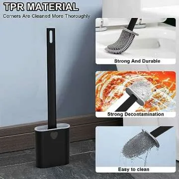 2 Pack Toilet Brush Flexible Stylish Cleaning Kit