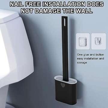 2 Pack Toilet Brush with Ventilated Drying Holder, Flexible Toilet Bowl Brush Bathroom Cleaning Bowl Brush Kit Sturdy Cleaning Toilet Brush, Floor Standing & Wall Mounted without Drilling