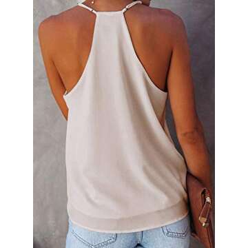 miduo Womens Tanks Top Summer Solid Casual V Neck Tanks Tops Cami Shirts Sleeveless Blouses Tops for Womens Apricot XL