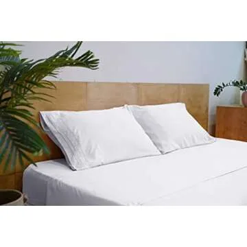 Mezzati Brushed Microfiber Bed Sheet Set - Ultra Soft and Lightweight for Ultimate Sleep Comfort, Wrinkle Free and Color Fade Resistant, 4 Piece Set (White,King Size)