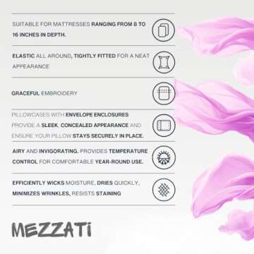 Mezzati Brushed Microfiber Bed Sheet Set - Ultra Soft and Lightweight for Ultimate Sleep Comfort, Wrinkle Free and Color Fade Resistant, 4 Piece Set (White,King Size)