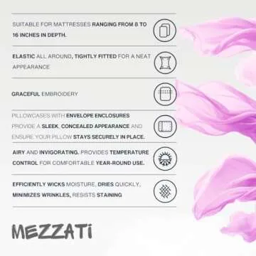 Mezzati Brushed Microfiber Bed Sheet Set - Ultra Soft and Lightweight for Ultimate Sleep Comfort, Wrinkle Free and Color Fade Resistant, 4 Piece Set (White,King Size)