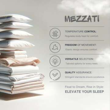 Mezzati Brushed Microfiber Bed Sheet Set - Ultra Soft and Lightweight for Ultimate Sleep Comfort, Wrinkle Free and Color Fade Resistant, 4 Piece Set (White,King Size)