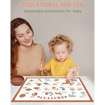 Babebay Disposable Placemats for Baby - 40 Pack Sticky Toddler Placemats for Dining & Travel