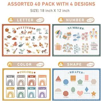 Babebay 40 Pack Disposable Placemats for Toddlers