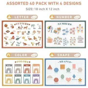 Babebay 40 Pack Disposable Placemats for Toddlers