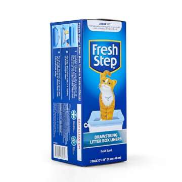 Fresh Step Drawstring Cat Litter Box Liners, Scented, Jumbo Size, 3" x 19" - 7 Count | Kitty Litter Bags, Cat Litter Liners for All Cats To Keep Your Home Clean