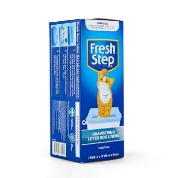 Fresh Step Drawstring Cat Litter Box Liners, Scented, Jumbo Size, 3" x 19" - 7 Count | Kitty Litter Bags, Cat Litter Liners for All Cats To Keep Your Home Clean