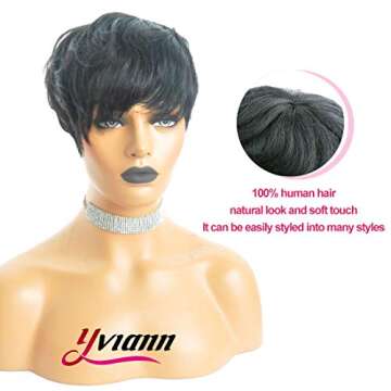 Yviann Human Hair Pixie Cut Wig for Women - Stylish & Versatile
