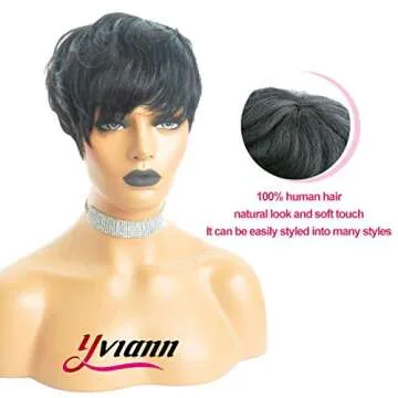 Yviann Human Hair Pixie Cut Wig for Women - Stylish & Versatile