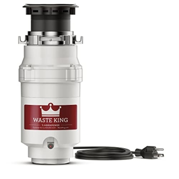 Waste King 1/3 HP Garbage Disposal with Power Cord - Compact Kitchen Food Waste Disposer
