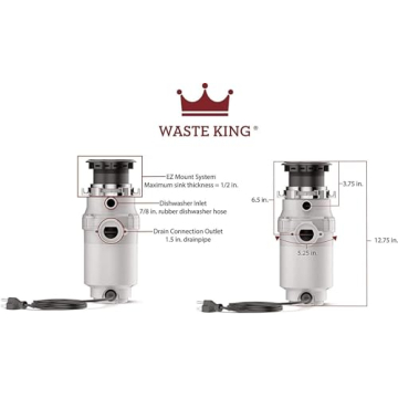 Waste King 1/3 HP Garbage Disposal Easy Installation & Quiet
