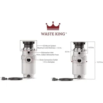 Waste King 1/3 HP Garbage Disposal Easy Installation & Quiet