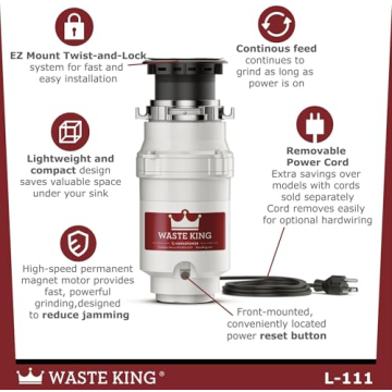 Waste King 1/3 HP Garbage Disposal Easy Installation & Quiet