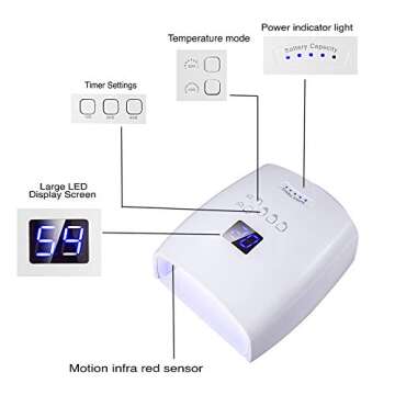 Ayshone 48W Rechargeable UV LED Nail Lamp,Cordless Professional Gel Nail Lights Nail Art Manicure To...