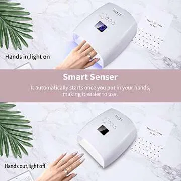 Ayshone 48W Rechargeable UV LED Nail Lamp,Cordless Professional Gel Nail Lights Nail Art Manicure Tools for Home and Salon (White)