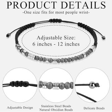 JoycuFF Memorial Gift for Women Sympathy Morse Code Bracelets for Bereavement Loss of Dad Mom Husband In Memory of Loved One Grief Jewelry Remembrance Strand