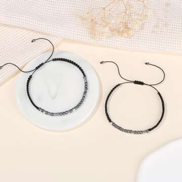 JoycuFF Memorial Gift for Women Sympathy Morse Code Bracelets for Bereavement Loss of Dad Mom Husband In Memory of Loved One Grief Jewelry Remembrance Strand