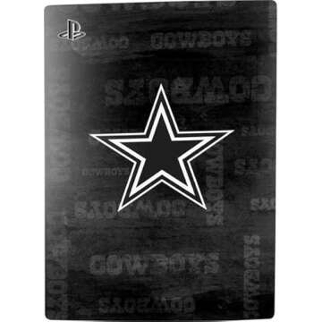 Skinit Decal Gaming Skin Compatible with PS5 Bundle - Officially Licensed NFL Dallas Cowboys Black & White Design