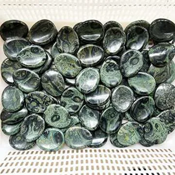 Fekuar Natural Kambaba Jasper Crystal Thumb Worry Stone, Hand Carved Healing Crystal Teardrop Pocket Stones for Anxiety Stress Relief Meditation