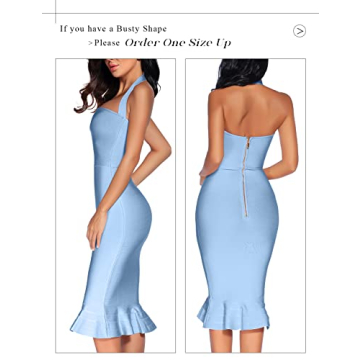 houstil Women's V Neck Halter Bodycon Dress for Events