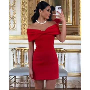 FLwuhui Women's Bow Off Shoulder Mini Dress Backless Strapless Slim Dresses Female Party Evening Vestidos White