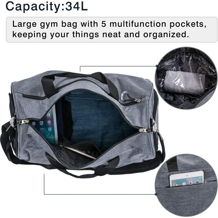 Kuston Gym Bag with Shoes Compartment & Wet Pocket