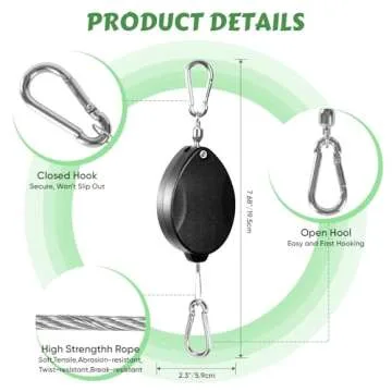 Heavy-Duty Hanging Plant Pulley with Adjustable Hooks