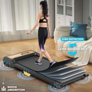 Walking Pad with Incline, Under Desk Treadmill with 2 Control Options, Ultra Slim Design and Double Shock Absorption, LED Display, Powerful and Quiet Treadmill for Walking/Jogging-Wood