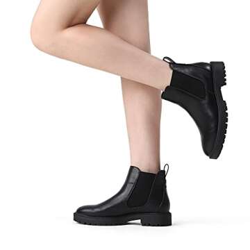 DREAM PAIRS Women's Low Heel Chelsea Ankle Boots Fashion Slip On Elastic Fall Booties Shoes