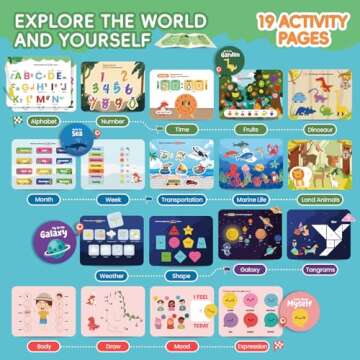 Montessori Busy Book for Toddlers 3-5, Preassembled Velcro, Preschool Handwriting Tracing Coloring B...