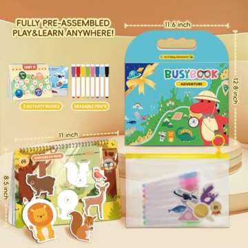 Montessori Busy Book for Toddlers 3-5, Preassembled Velcro, Preschool Handwriting Tracing Coloring Book, Sensory Educational & Learning Toys, Travel Toy for Boys and Girls, Autism Learning Materials