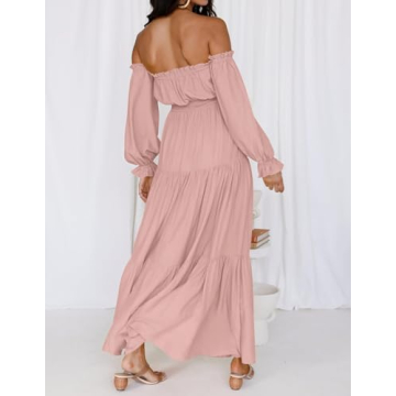Stylish ZESICA Off Shoulder Boho Maxi Dress for Women