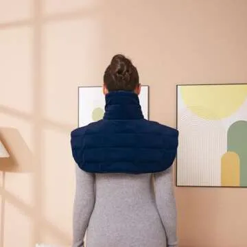 Ambershine 19''x24'' Weighted Neck & Shoulder Heating Pad, 2.5lbs with 12 Temperature Settings& 4 Auto-Off Timers, Pain Relief for Neck/Shoulder/Back, Christmas Gifts for Women Men Mom Dad(Navy Blue)