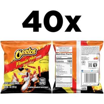 Cheetos Cheese Flavored Snacks, Flamin' Hot Crunchy, 1 Ounce (Pack of 40)