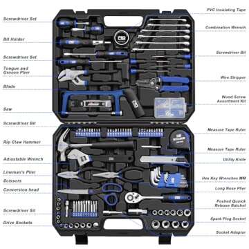216-Piece Household Tool Kit, Prostormer Multi-Purpose DIY Home/Auto Repairing Hand Tool Set with Ha...