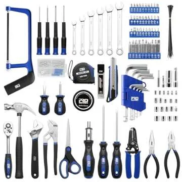 216-Piece Household Tool Kit, Prostormer Multi-Purpose DIY Home/Auto Repairing Hand Tool Set with Hammer, Pliers, Screwdriver Set, Wrench Sockets and Plastic Toolbox Storage Case