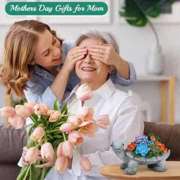 Linkax Mothers Day Mom Gifts Turtle Statue Solar Lights Outdoor Garden Decor