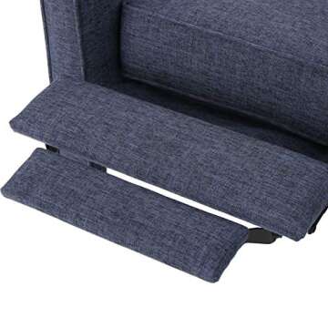 Christopher Knight Home Mervynn Mid-Century Modern Fabric Recliner, Dark Blue