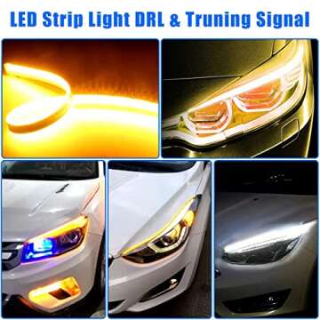 Car LED Daytime Running Light Strip 2Pcs 24 Inch Flexible Dual Colors Auto Lighting Kits Headlight D...