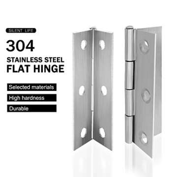 Durable 10 Pcs Stainless Steel Door Hinges for Home