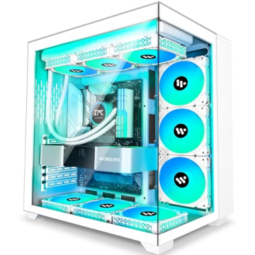 KEDIERS PC Case Pre-Install 9 ARGB Fans, ATX Mid Tower Gaming Case with Opening Tempered Glass Side Panel Door Desktop Computer Case
