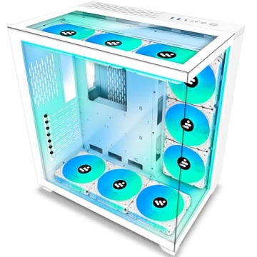 KEDIERS PC Case Pre-Install 9 ARGB Fans, ATX Mid Tower Gaming Case with Opening Tempered Glass Side Panel Door Desktop Computer Case