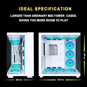 KEDIERS PC Case Pre-Install 9 ARGB Fans, ATX Mid Tower Gaming Case with Opening Tempered Glass Side Panel Door Desktop Computer Case