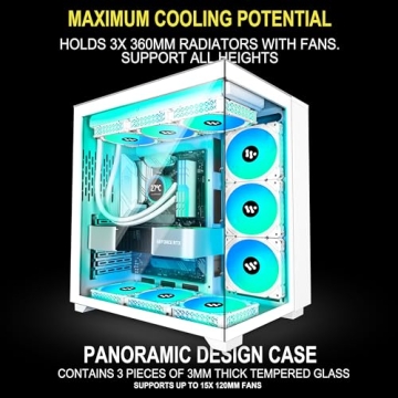 KEDIERS PC Case Pre-Install 9 ARGB Fans, ATX Mid Tower Gaming Case with Opening Tempered Glass Side Panel Door Desktop Computer Case